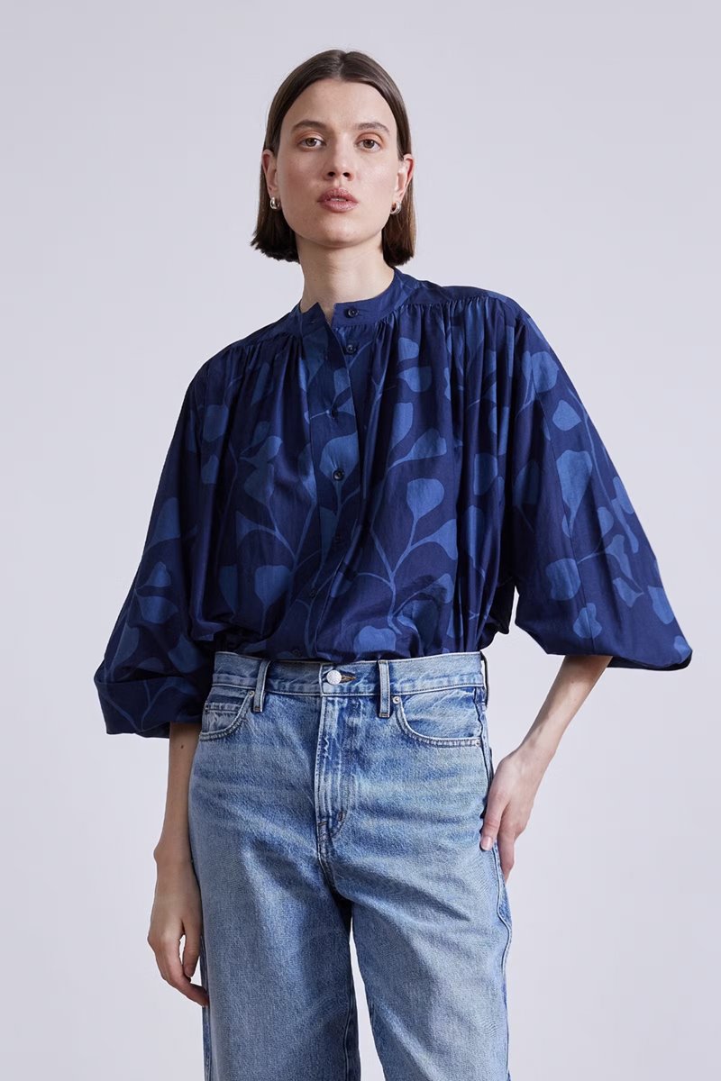 Apiece Apart oro blouse - indigo trellis