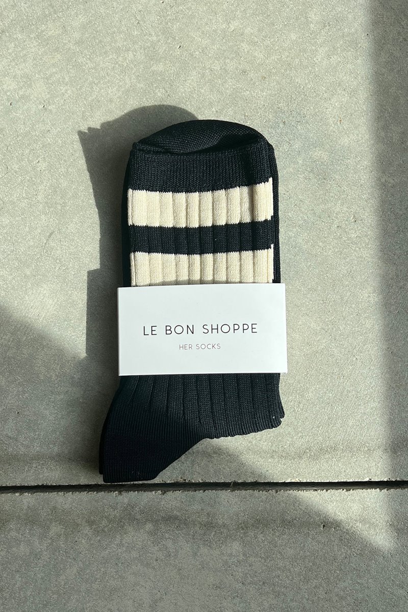 Le Bon Shoppe her sock varsity- black