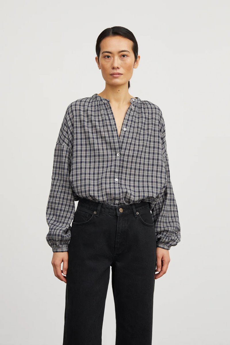 Skall Studio cilla shirt  navy/beige check