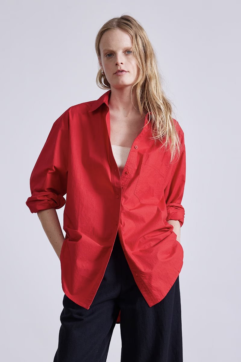 Apiece Apart oversized button down shirt chilli