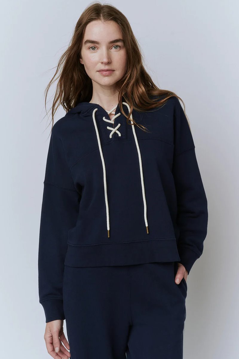 The Great lace up hoodie navy