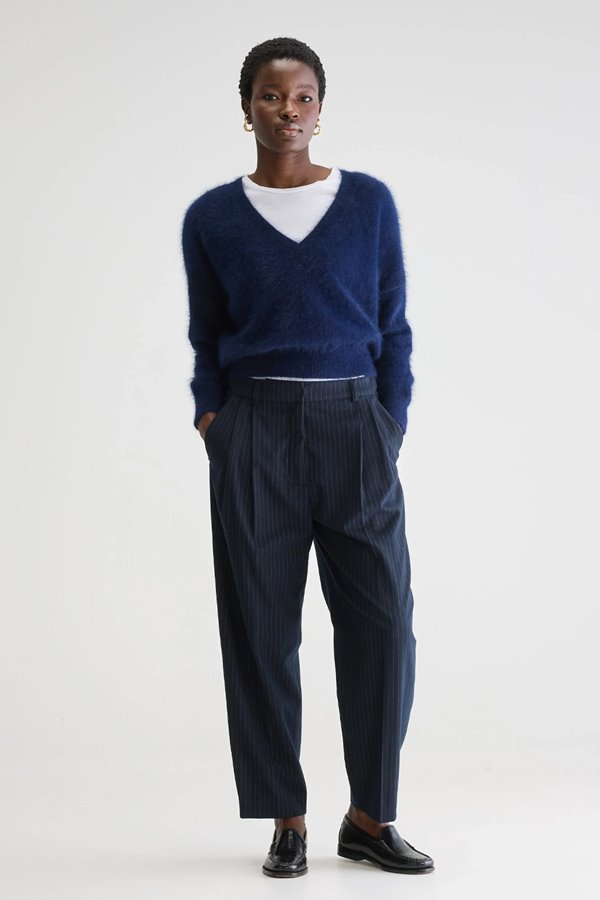 Bellerose valdo trouser  navy stripe