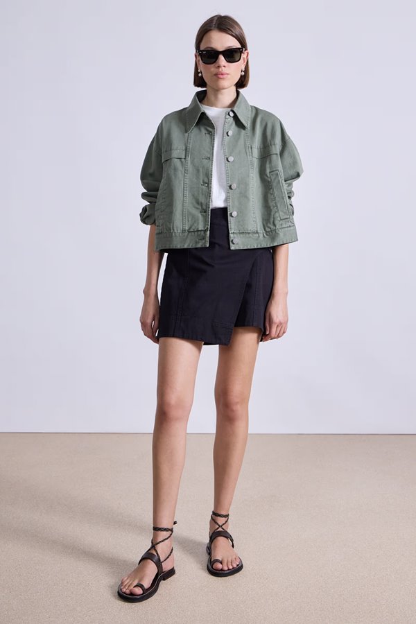 Apiece Apart cropped trapeze jacket thyme