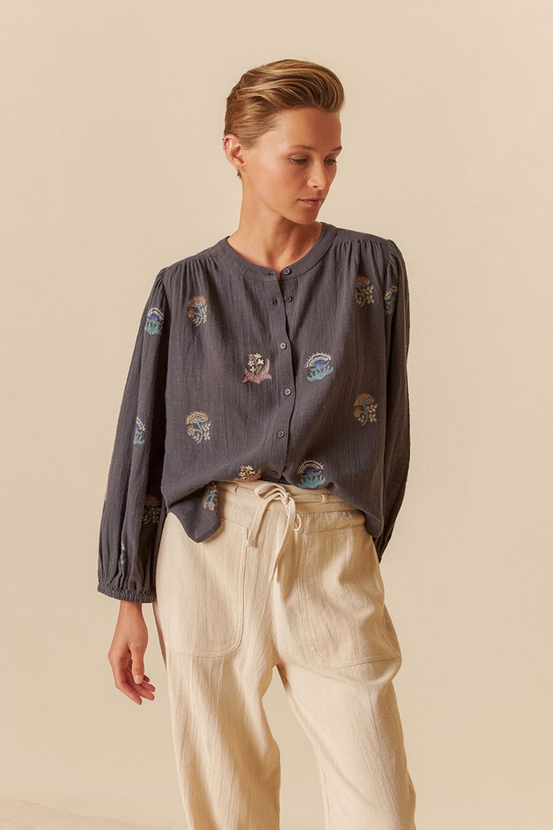 Indi & Cold  multi coloured embroidered shirt 