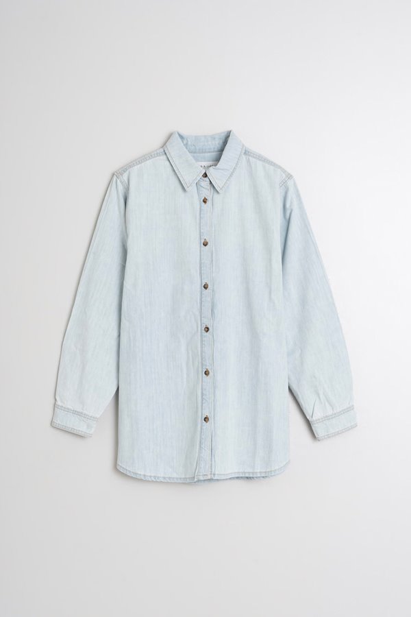 Indi & Cold  oversized denim shirt washed out blue